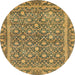 Round Machine Washable Abstract Yellow Rug, wshabs1636