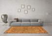 Machine Washable Abstract Orange Modern Area Rugs in a Living Room, wshabs1636org