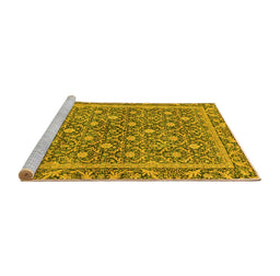 Sideview of Machine Washable Abstract Yellow Modern Rug, wshabs1636yw