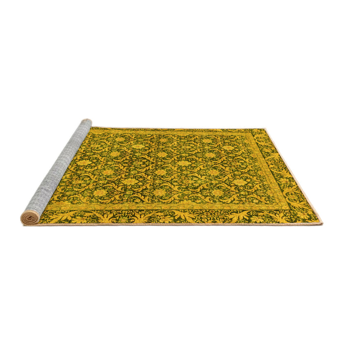 Sideview of Machine Washable Abstract Yellow Modern Rug, wshabs1636yw