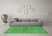 Machine Washable Abstract Emerald Green Modern Area Rugs in a Living Room,, wshabs1636emgrn