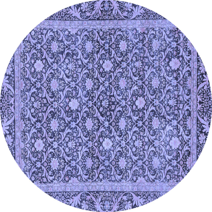 Round Abstract Blue Modern Rug, abs1636blu