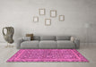 Machine Washable Abstract Pink Modern Rug in a Living Room, wshabs1636pnk