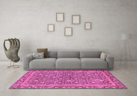 Machine Washable Abstract Pink Modern Rug, wshabs1636pnk