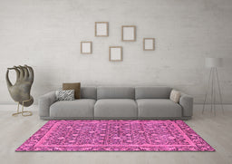 Machine Washable Abstract Pink Modern Rug in a Living Room, wshabs1636pnk
