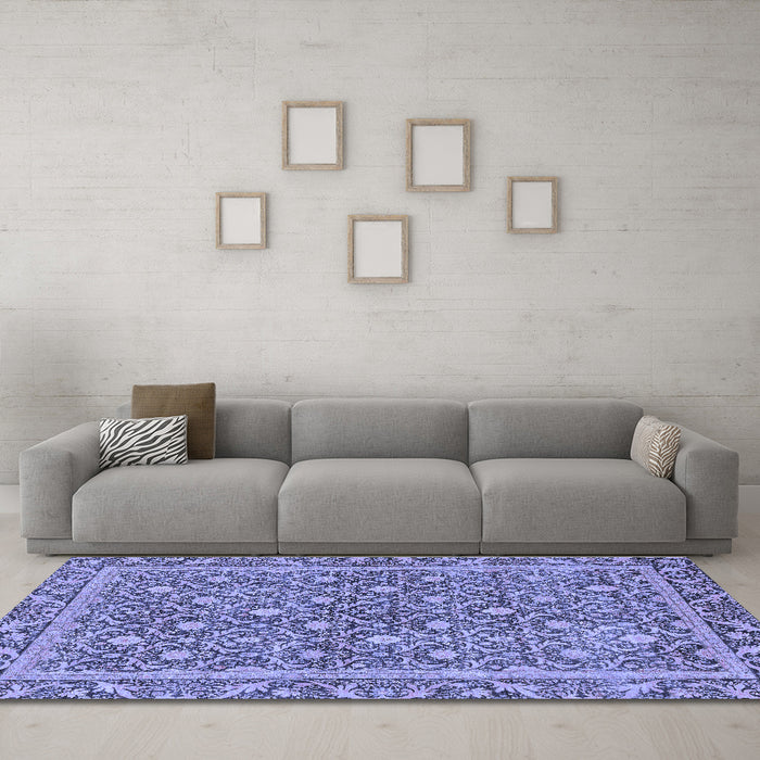 Machine Washable Abstract Blue Modern Rug in a Living Room, wshabs1636blu