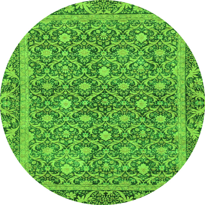 Round Abstract Green Modern Rug, abs1636grn
