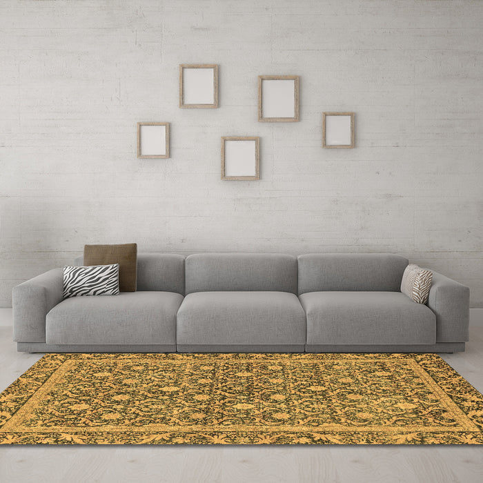 Machine Washable Abstract Brown Modern Rug in a Living Room,, wshabs1636brn