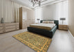 Machine Washable Abstract Yellow Rug in a Bedroom, wshabs1636