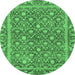 Round Abstract Emerald Green Modern Rug, abs1636emgrn