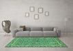 Machine Washable Abstract Turquoise Modern Area Rugs in a Living Room,, wshabs1636turq