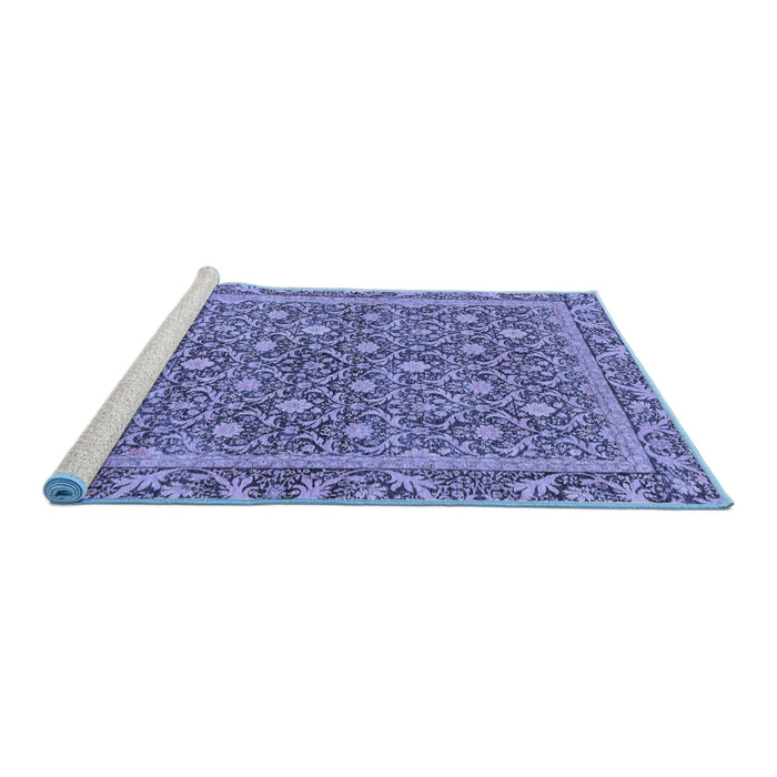 Sideview of Machine Washable Abstract Blue Modern Rug, wshabs1636blu