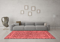 Machine Washable Abstract Red Modern Rug, wshabs1636red