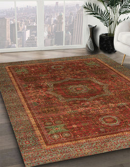 Machine Washable Abstract Light Brown Rug in a Family Room, wshabs1637