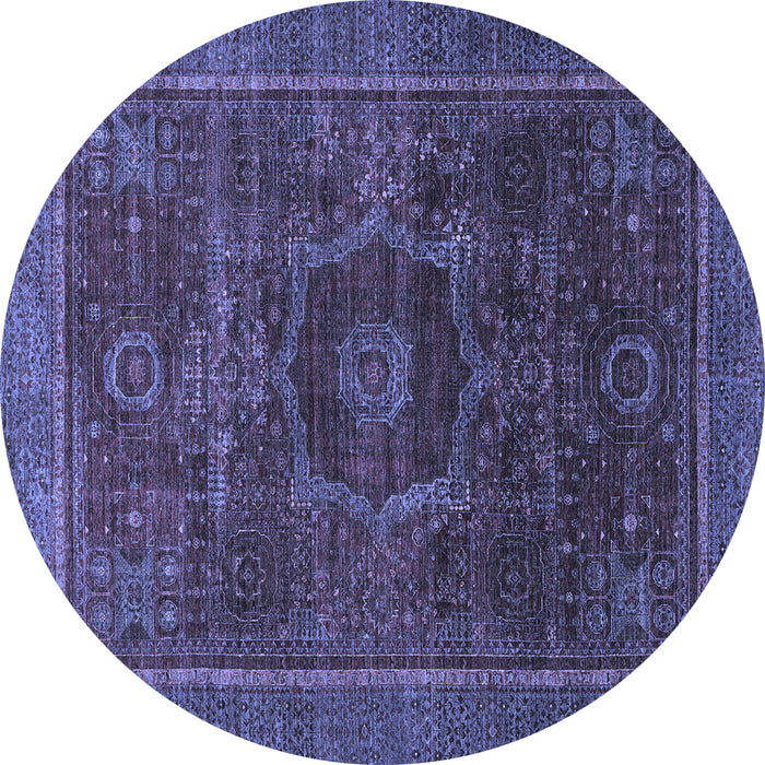 Round Machine Washable Abstract Blue Modern Rug, wshabs1637blu