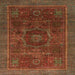 Square Abstract Light Brown Modern Rug, abs1637