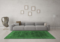 Machine Washable Abstract Emerald Green Modern Rug, wshabs1637emgrn