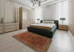 Abstract Light Brown Modern Rug in a Bedroom, abs1637