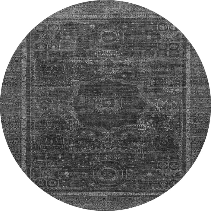 Round Machine Washable Abstract Gray Modern Rug, wshabs1637gry