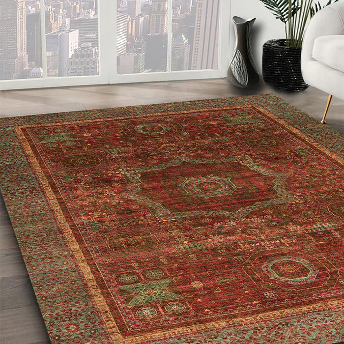 Abstract Light Brown Modern Rug in Family Room, abs1637