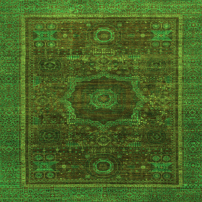 Square Machine Washable Abstract Green Modern Area Rugs, wshabs1637grn