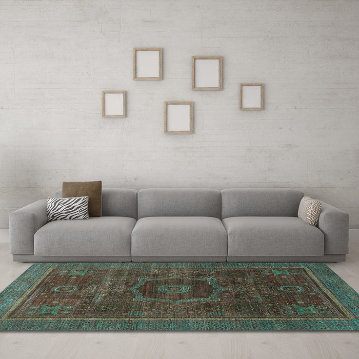 Machine Washable Abstract Light Blue Modern Rug in a Living Room, wshabs1637lblu