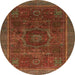 Round Abstract Light Brown Modern Rug, abs1637