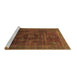 Sideview of Machine Washable Abstract Brown Modern Rug, wshabs1637brn