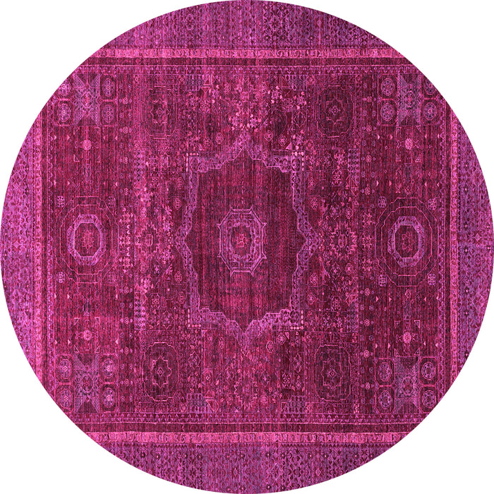 Round Machine Washable Abstract Pink Modern Rug, wshabs1637pnk