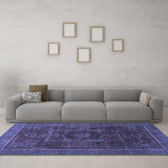 Machine Washable Abstract Blue Modern Rug in a Living Room, wshabs1637blu