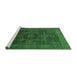 Sideview of Machine Washable Abstract Emerald Green Modern Area Rugs, wshabs1637emgrn