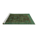 Sideview of Machine Washable Abstract Turquoise Modern Area Rugs, wshabs1637turq