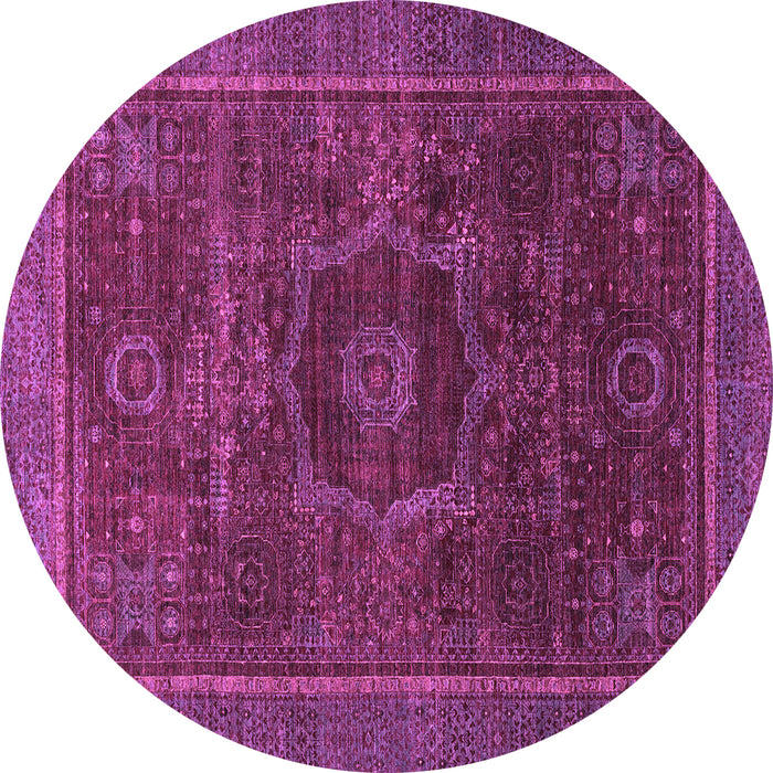 Round Abstract Purple Modern Rug, abs1637pur