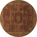 Round Machine Washable Abstract Brown Modern Rug, wshabs1637brn