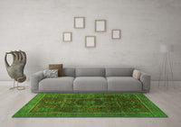 Machine Washable Abstract Green Modern Rug, wshabs1637grn