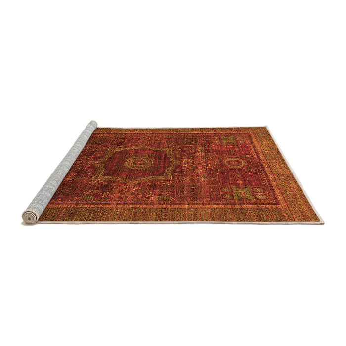 Sideview of Machine Washable Abstract Orange Modern Area Rugs, wshabs1637org