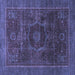 Square Abstract Blue Modern Rug, abs1637blu