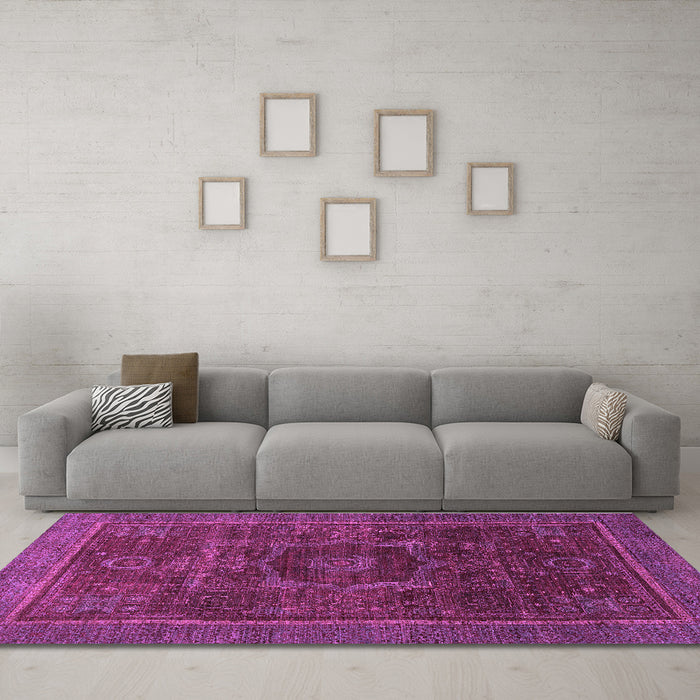 Machine Washable Abstract Purple Modern Area Rugs in a Living Room, wshabs1637pur