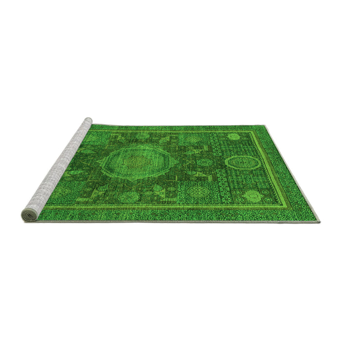 Sideview of Machine Washable Abstract Green Modern Area Rugs, wshabs1638grn
