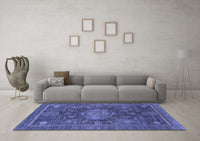 Machine Washable Abstract Blue Modern Rug, wshabs1638blu