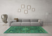 Machine Washable Abstract Turquoise Modern Area Rugs in a Living Room,, wshabs1638turq