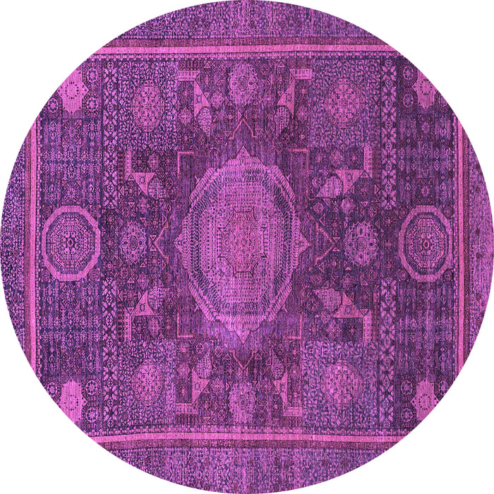 Round Machine Washable Abstract Purple Modern Area Rugs, wshabs1638pur