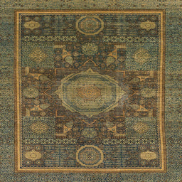 Square Abstract Chocolate Brown Modern Rug, abs1638