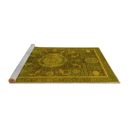 Sideview of Machine Washable Abstract Yellow Modern Rug, wshabs1638yw