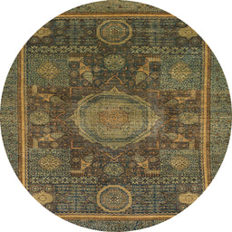 Round Machine Washable Abstract Milk Chocolate Brown Rug, wshabs1638