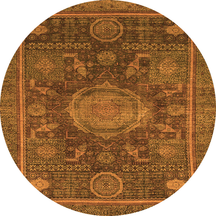 Round Abstract Orange Modern Rug, abs1638org