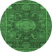 Round Abstract Emerald Green Modern Rug, abs1638emgrn