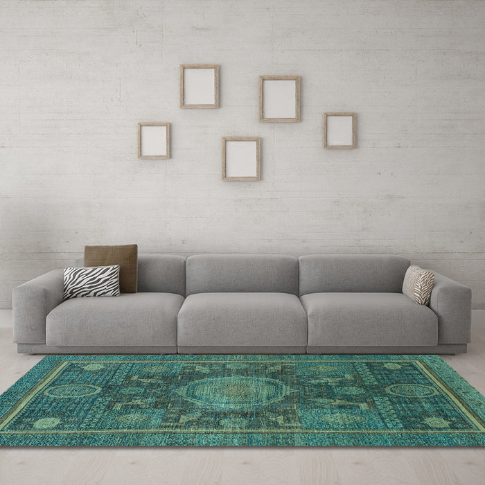 Machine Washable Abstract Light Blue Modern Rug in a Living Room, wshabs1638lblu