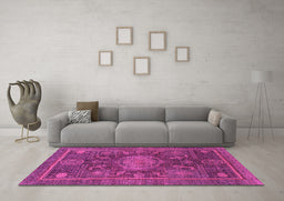 Machine Washable Abstract Pink Modern Rug in a Living Room, wshabs1638pnk