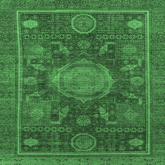 Square Machine Washable Abstract Emerald Green Modern Area Rugs, wshabs1638emgrn